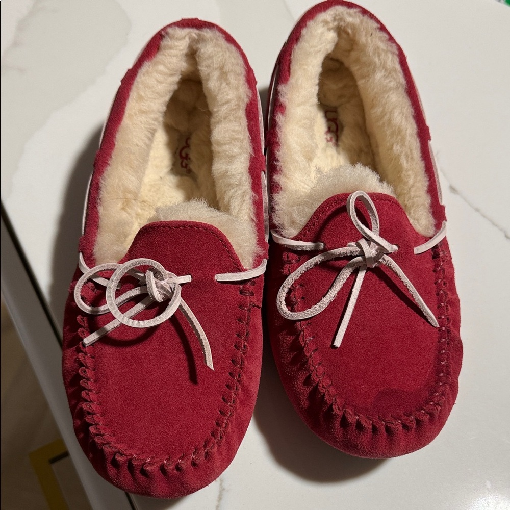 UGG Crimson Suede Moccasins with Cream Lining